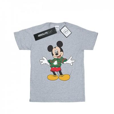 Womens/Ladies Mickey Mouse Christmas Jumper Stroke Cotton Boyfriend T-Shirt