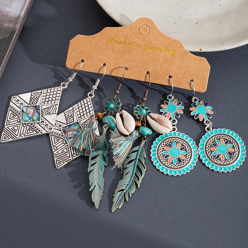 Retro Boheemse Oorbellen Set Etnische Stijl Franje Oorbellen Niche Creatief Veelzijdig Gepersonaliseerde Oorbellen