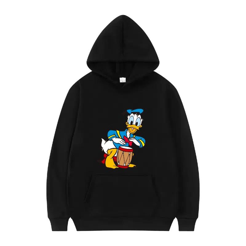 Disney Donald Duck Muster Damen Fleece Sportlich Locker Grau Herbst Oberteile Kleidung Pullover Damen Günstig Y2k Hoodies Herren Sweatshirts