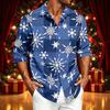 Men's Casual Long Sleeve Button Down Shirt with Christmas Print for Fall and Winter