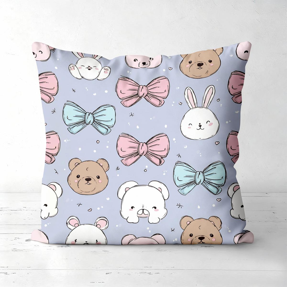 1 Pieces Cute Animal Bow Pattern Decorative Cushion Pillow Polyester pillowcase, sofa decorative cushion cov Headboard Pillow 45x45cm