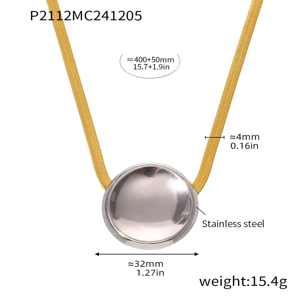 Qiong Yao 18K Gold PVD Super Strong Design Large Round Bar Blade Necklace - European/American Street Trend Style