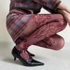 Women See Through Fishnet Mesh Pantyhose Stockings Aesthetic Elegant Hollowed Flower Patterned Tights Leggings Hosiery