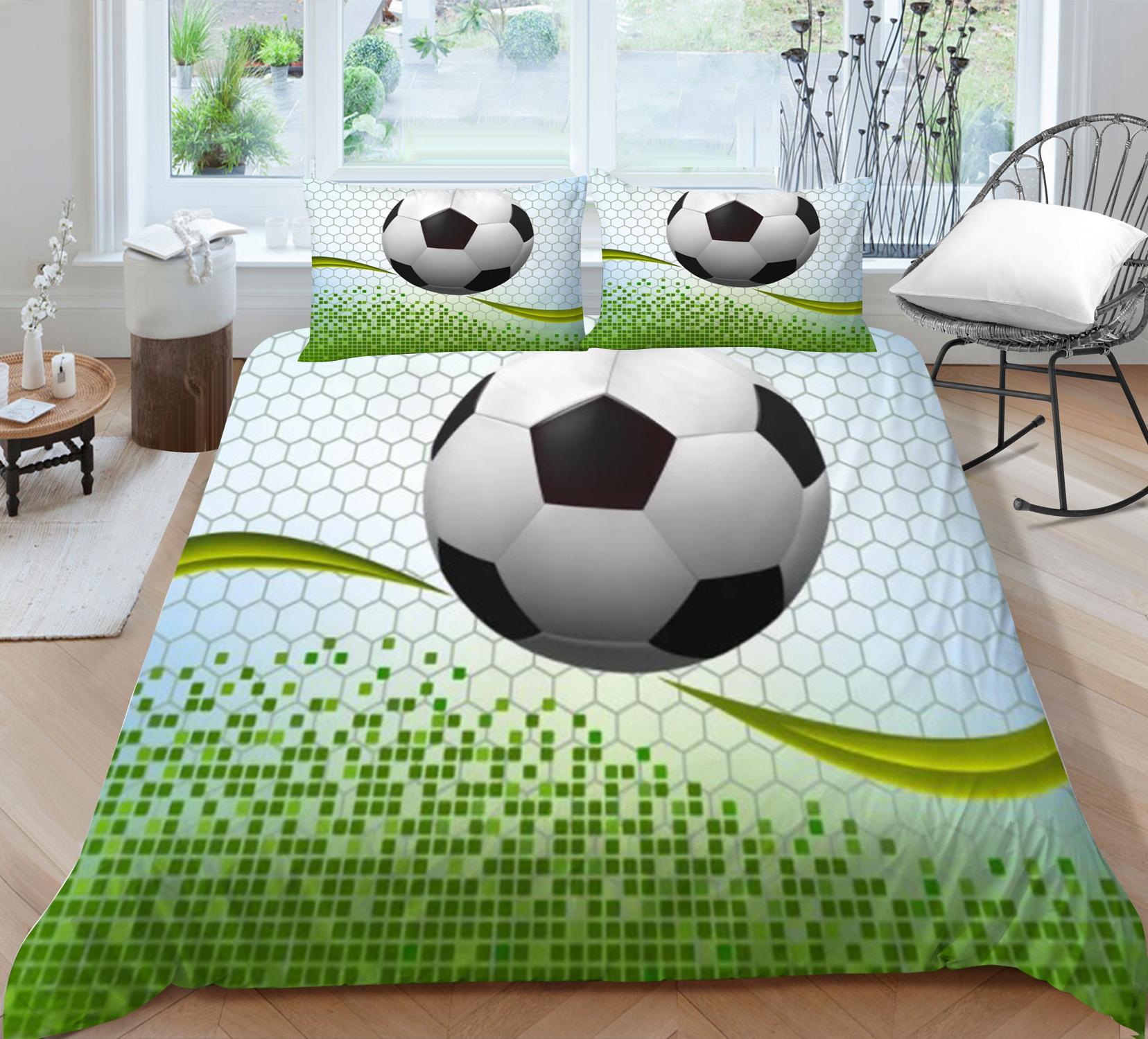 

Футбольный принт 3D одеяло покрывало комплект подростковый детский постельное белье домашний текстиль комплект постельного белья удобная наволочка моющаяся Single 135x200cm