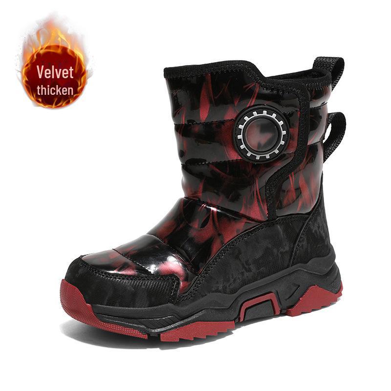 

Водонепроницаемые нескользящие высокие зимние ботинки для девочек на зиму 2024 года — плотный хлопок, средней высоты, износостойкие для улицы. 34