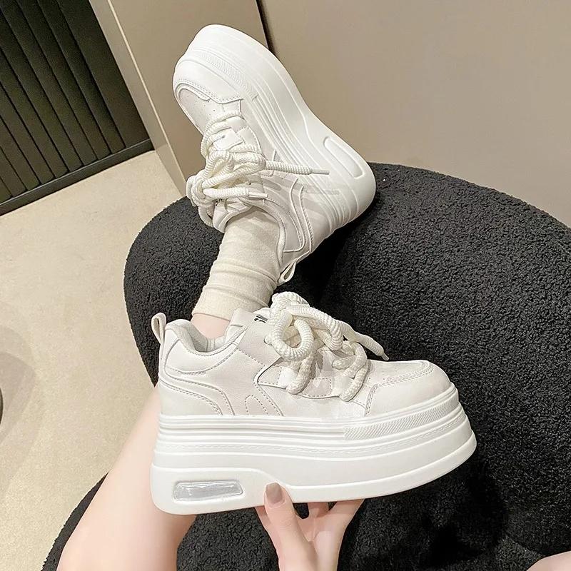 Fashion Hot Sales 8.5CM High Platform Sneakers Women Casual Sport Shoes Autumn Vulcanized Skateboard White Shoes Woman Chaussures Femme