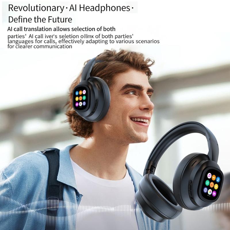 KI-Übersetzung Bluetooth-kompatible Kopfhörer Echtzeit-Anzeige für mehrsprachige Kommunikation Over-Ear-Headsets