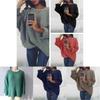 Accogliente Maglione Pullover Autunnale e Invernale a Manica Lunga con Scollo Rotondo in tinta unita