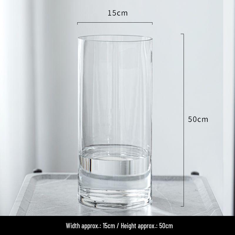 Elegant Transparent Glass Vase for Home Décor – Large Straight Tube Design for Floral Arrangements