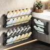 Double Layer Folding Slippers Rack Drill-Free Bathroom Shoe Rack  Clothing Storage