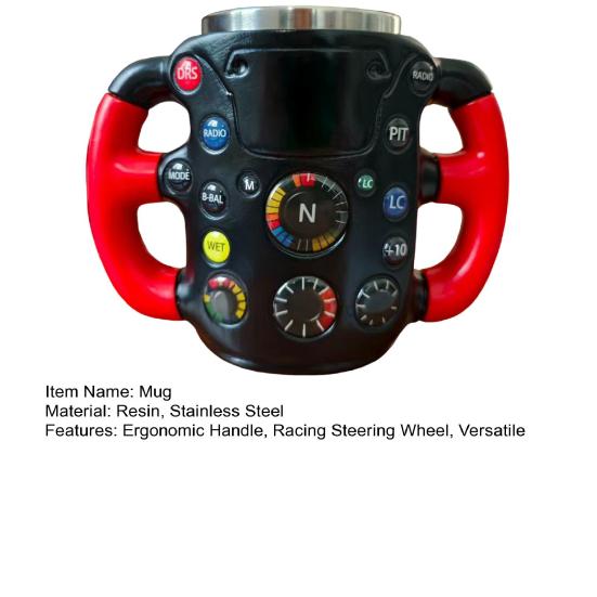 Ceramic Coffee Mug Racing Steering Wheel Pattern Ergonomic Handle Mug Non-Slip Bottom Coffee Cup Christmas Present