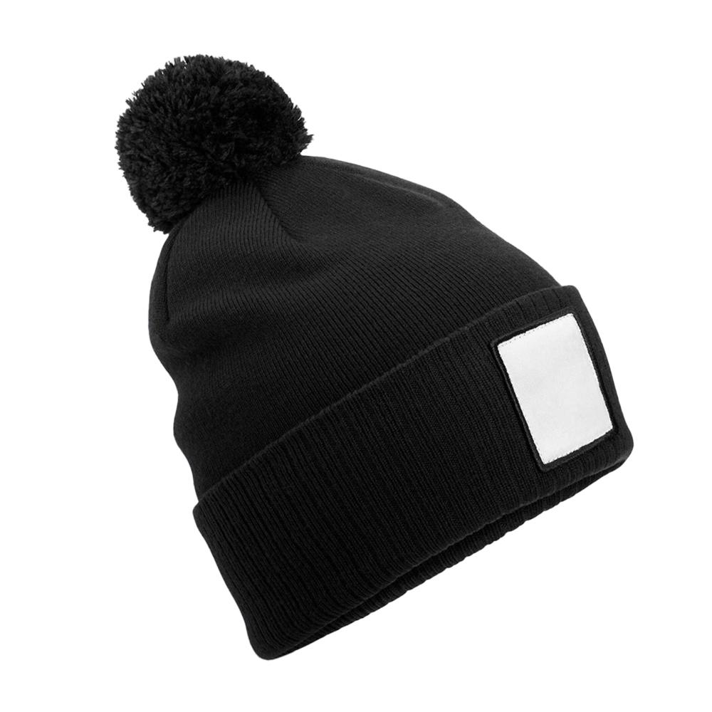 Beechfield Pom Pom AppliquÃ© Patch Beanie