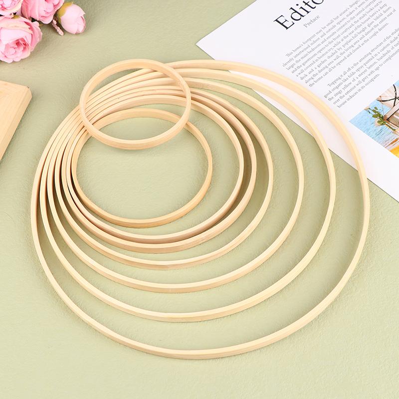 1Pc Bamboo Circle Frame Diy Dream Catcher Ring Embroidery Hoop Bamboo Wooden Hanging Flower Wreath Wedding Decorations