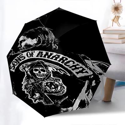 1 pièce Parapluie Automatique Ouverture Fermeture Sons of Anarchy, Toile Coupe-Vent, Bouton d'Ouverture Fermeture Automatique 10211