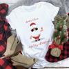 Women's Crew Neck Short Sleeve Graphic Print Christmas T-Shirts Loose Fit Casual Tees