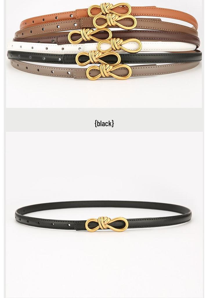 2025 Women's Versatile Genuine Leather Bowknot Waist Cinch - Thin Decorative Belt for Skirts and Shirts