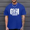 Plus Size Gym Fitness T-Shirt Casual Solid Color GYM Letter Print Short Sleeve Top Simple Loose Men's Muscle T Shirts Clothing