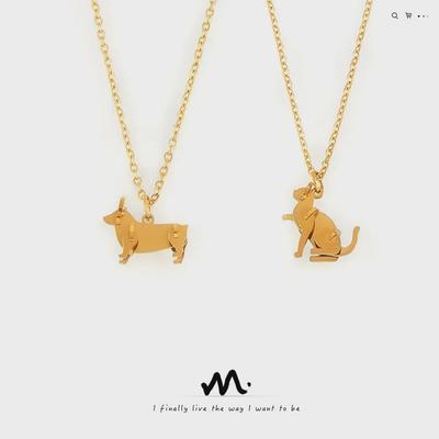 Trendige vergoldete Tieranhänger-Halskette mit O-Kettendesign
