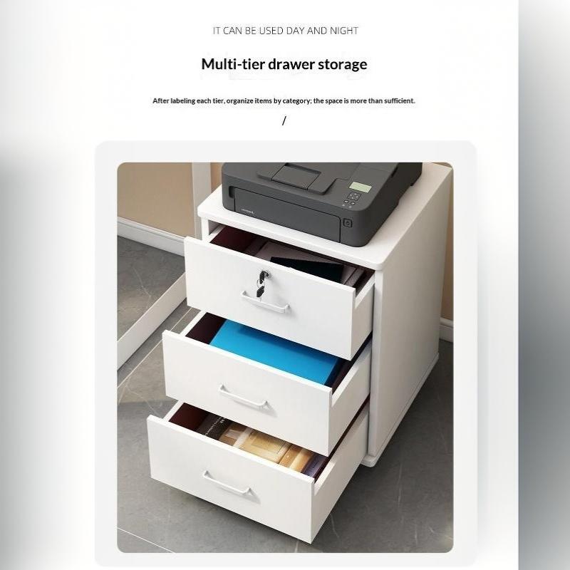 Mobile Office Storage Cabinet With Lockable Drawers And Door 3-Tier Unit Suitable For Office Or Bedside Use