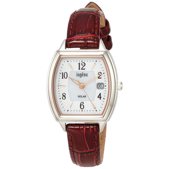 SEIKO ALBA Women s Watch ingenu Solar AHJD413 Tonneau Leather Silver/Red