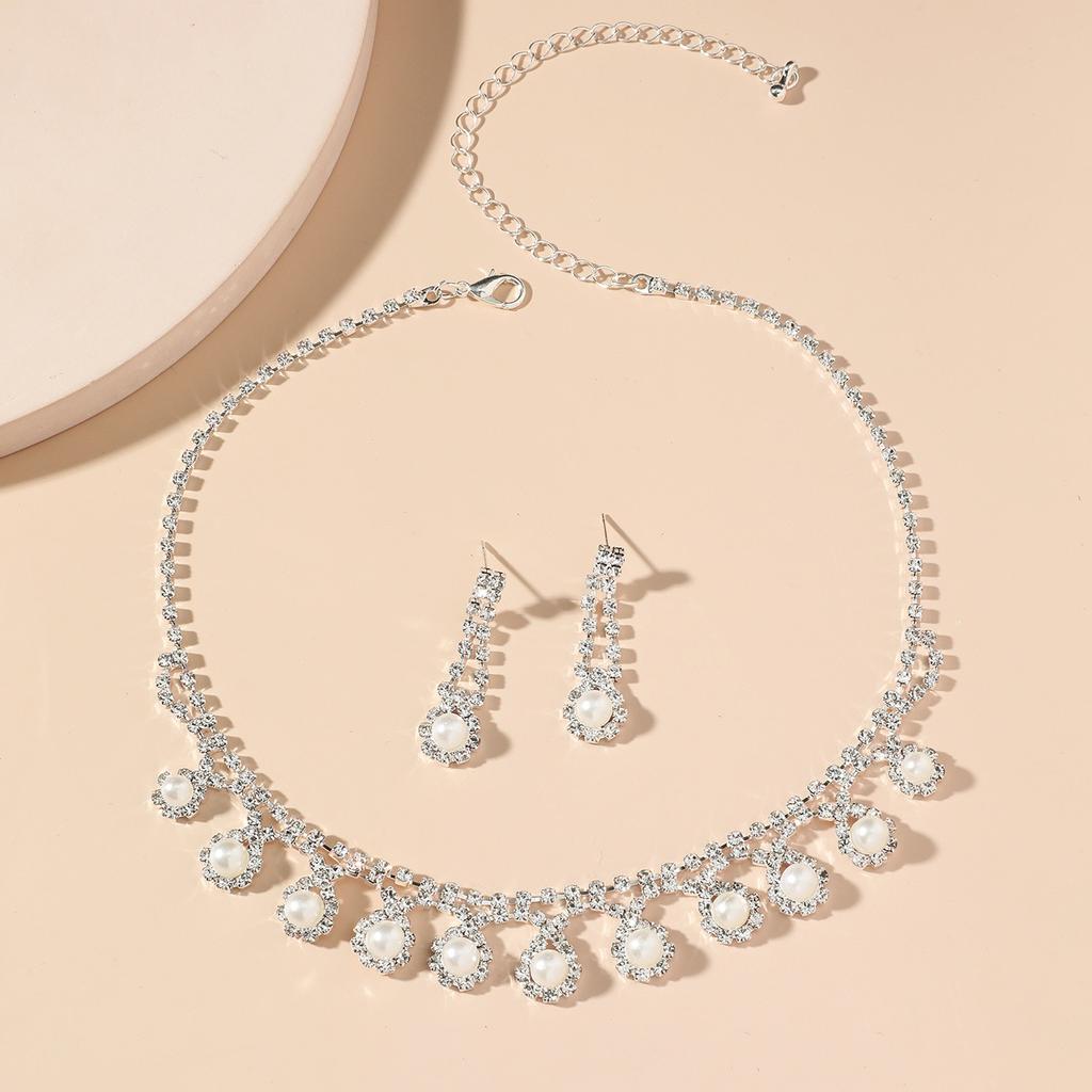 Popular Colar de Noiva de Luxo Brincos Conjunto de Joias de Flor de Zircônia Temperamento Acessórios de Casamento Duas Peças