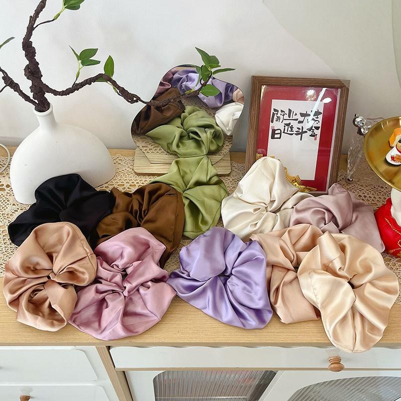 Oversize Satin Scrunchies Elatic Hair Bands Women Girls Ponytail Holder Silk Hair Ties Simple Large Chouchou Hair Accessories
