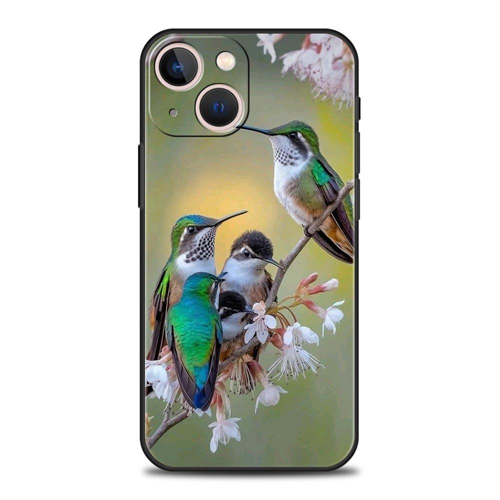 Hummingbird Phone Case For iPhone 17 16 15 Pro Max 11 12 13 14 7 8 Plus SE 2020 X XR XS Cover Soft Black