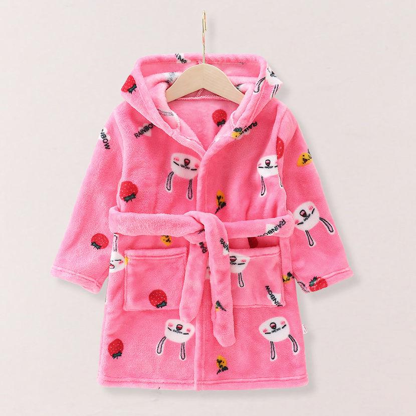 

Детский фланелевый халат с капюшоном, пижама - Зимний коралловый флис, толстая и длинная ночная рубашка для детей от маленького до среднего возраста