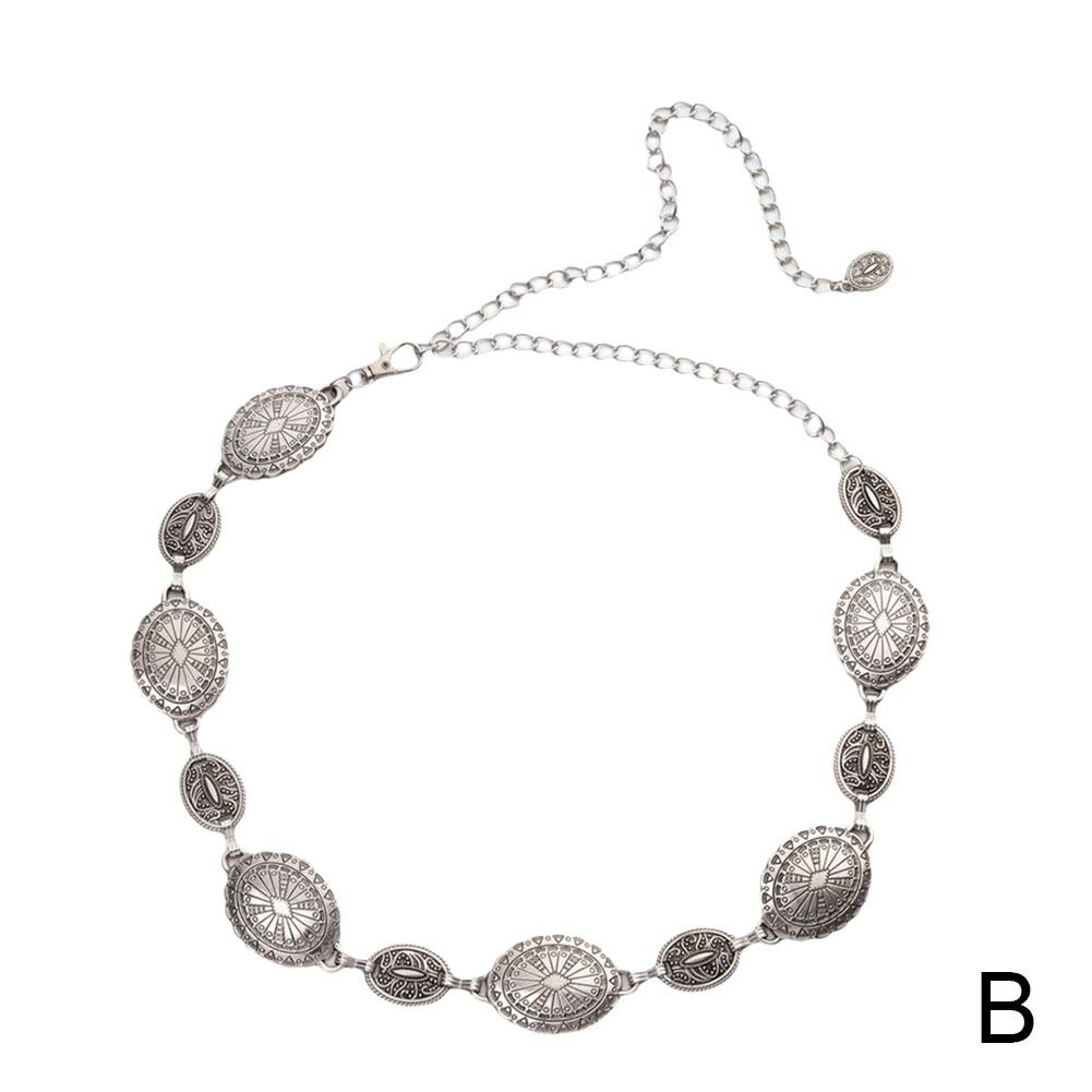 

Элегантный женский ремень-цепочка в стиле ковбой — отделка Concho, регулируемый размер, идеально подходит для образов в стиле вестерн, повседневных и нарядных образов серебряный