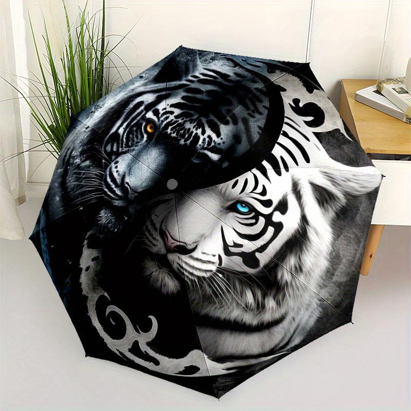 

Yin Yang Tiger Wall Art: Unique Home Decor Umbrella, Portable 3-Fold Compact Umbrella for Men & Women ES18