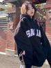 Women's Oversized Fleece-Lined Gray Hooded Zipper Cardigan - Retro Style