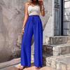 Pantaloni Larghi a Vita Alta Elastica da Donna Estivi Casual da Spiaggia Femminili Pantaloni Lunghi Ampi