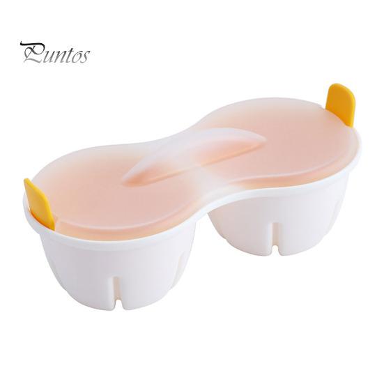 Plastic Egg Boiler Dual Cavity Microwave Poacher with Lid, Heat Resistant Double Hole Steamer, Compact Cooker Quick Breakfast Tool Nutritious Maker