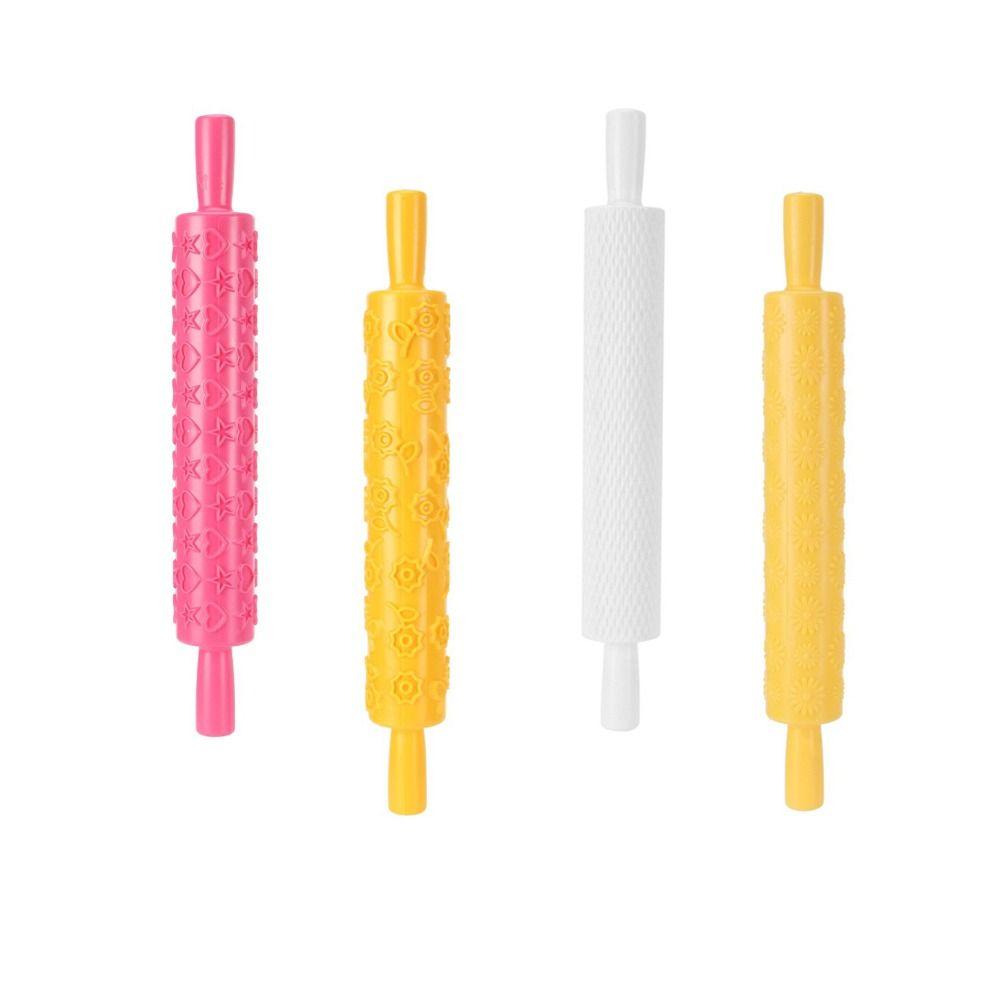 Non-Stick Cake Rolling Pin PP Plastic Dough Roller Durable Embossing Rolling Pin  Clay Craft
