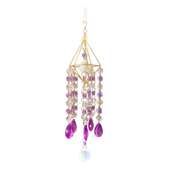 Faux Crystal Suncatcher Wind Chimes for Outside, Prisms Window Hanging Rainbow Maker for Garden Home Indoor Outdoor Decor фиолетовый
