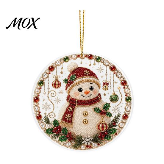 Acrylic Santa Decorations Christmas Hanging Ornament, 2D Flat Double Side Printed Festive Wall Snowman Pendant for Tree Window, Holiday Decor Office