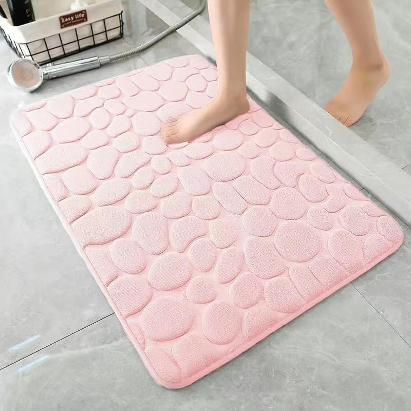 Pebble Pattern Non-Slip Bathroom Mat: Water-Absorbent, Simple Style, Door and Floor Use