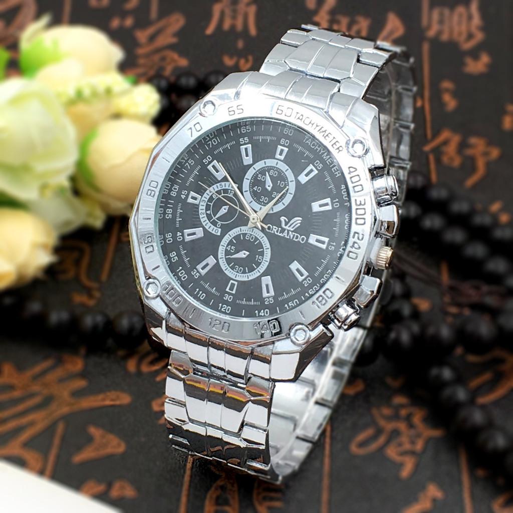 Mens Fashion Steel Band Watch With Quartz Movement And Compass For Business Gift