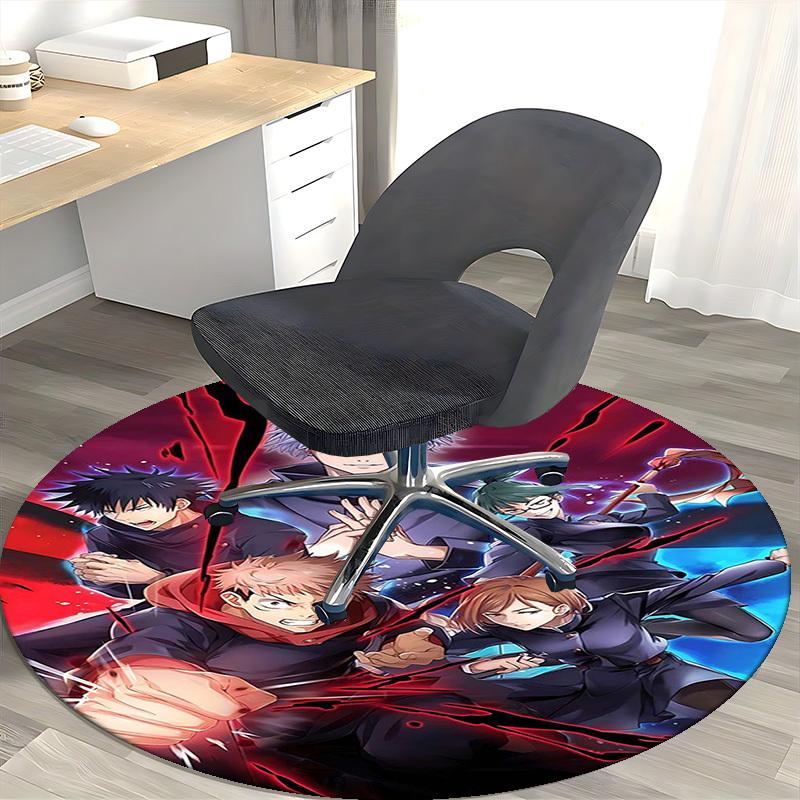 1pc Anime Cartoon Design Round Carpet Office Chair Mat, NonSlip Rug for Home Decor