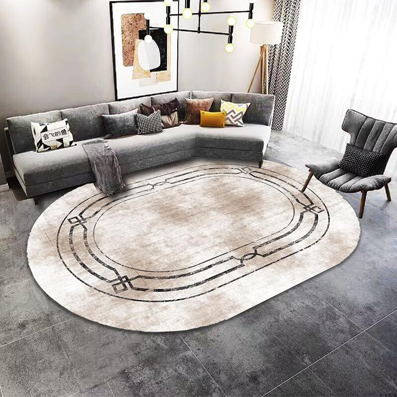 Luxury European Style Oval Carpet for Living Room Gorgeous Home Non-slip Rugs for Bedroom Large Size Machine Washable Floor Mats