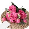 9 Head Philipos Rose Artificial Flowers Small Bouquet 30cm Silk Fake Flowers for Home Decor Wedding Decoration, 1pc