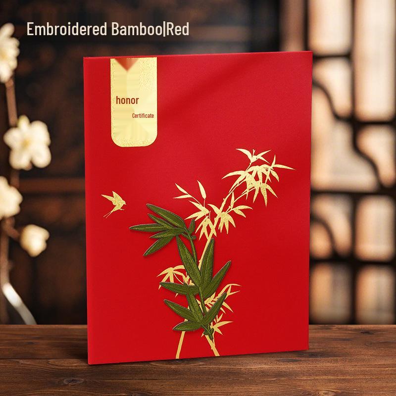 Custom Embroidery and Hot Stamping Award Certificate Cover with A4 Inner Page Printing