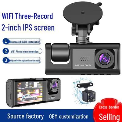 Dash Cam HD 1080P a 3 Lenti: Registrazione Simultanea Anteriore, Interna, Posteriore, Supporto Multi-Lingua