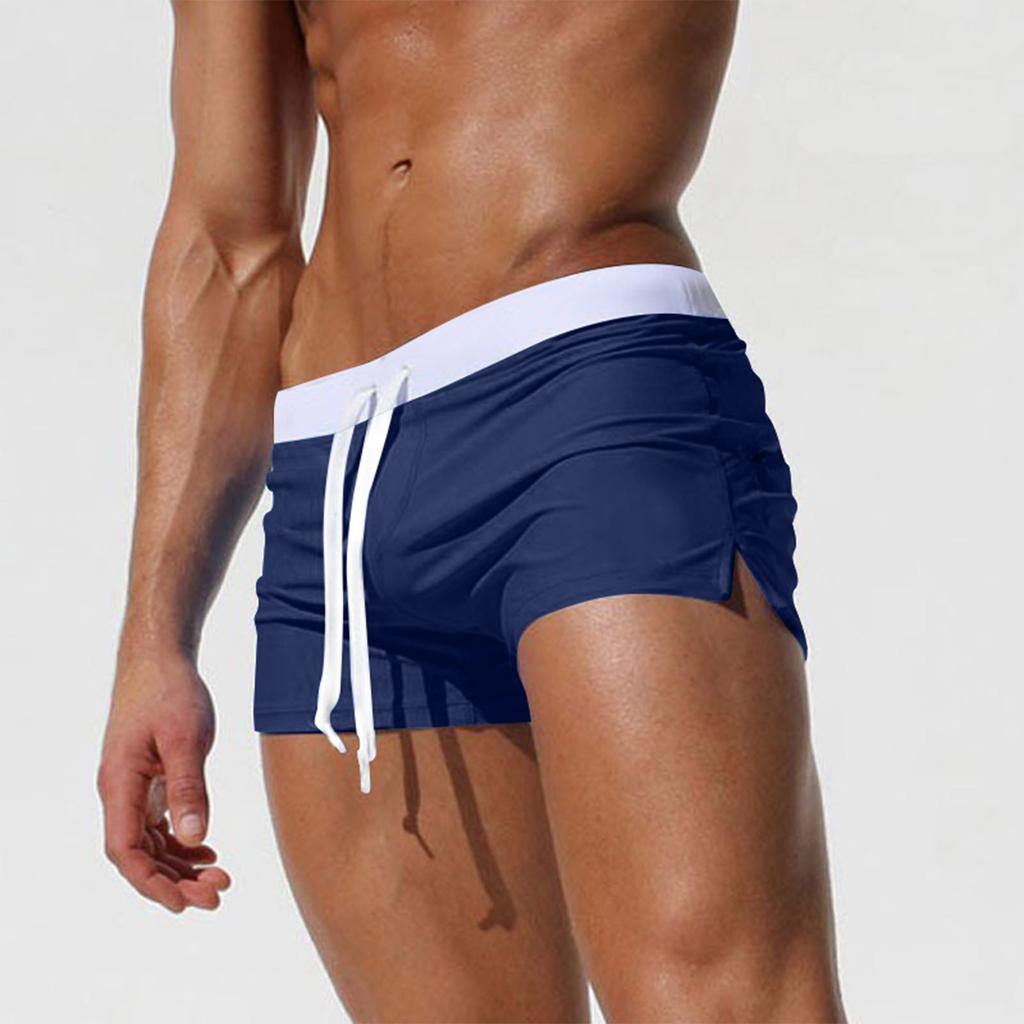 Men's Swimwear Low Waist Surfing Trunk Swim Short Sexy Personality Swimsuit Male Pocket Swimming Beach Board Short Men Bathing