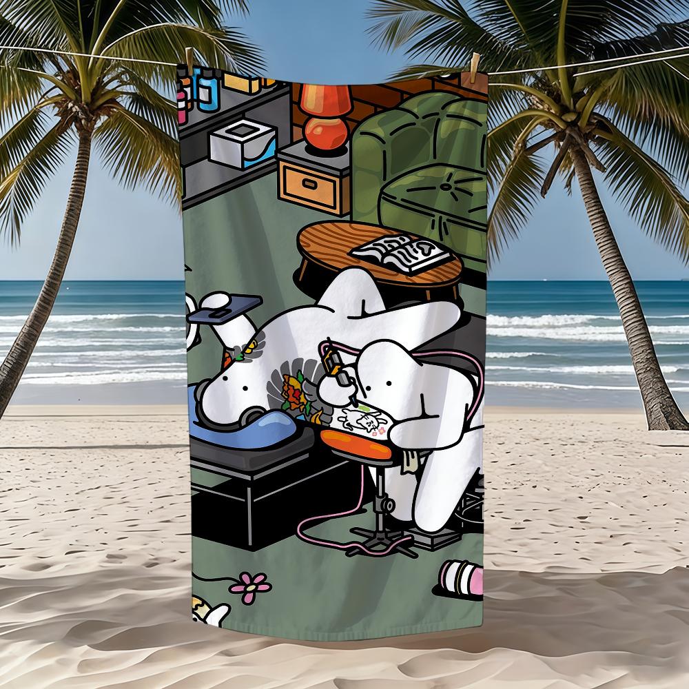 Handtuch Textil Bademantel Strand Schnelltrocknend Leicht Illustration D-NichtsTunS Tragbar Camping Niedlich M-Herr Schwimmen Pool Reise