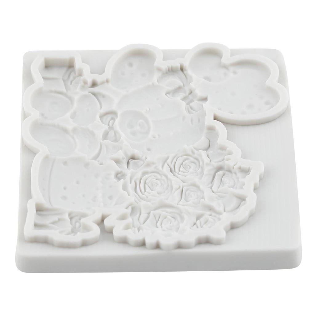 Bear Silicone Molds Rose Flower Fondant Mold Cake Decorating Tools Cupcake Topper Chocolate Candy Craft Gum Paste Polymer Clay