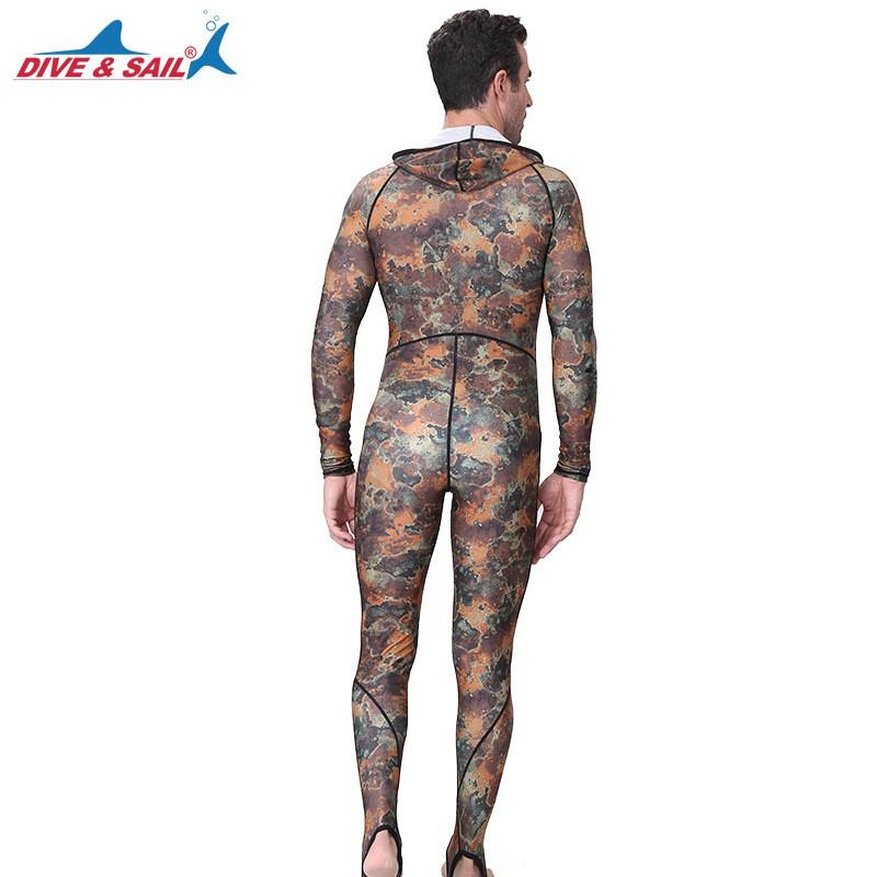 Mens Camo Full Body Rash Guard With Hood Zipper UV Protection Dive Suit Snorkeling Surfing Swimming