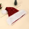 Christmas Sequin Santa Hat for Adults Unisex Glittery Sparkly Holiday Hat with Fluffy Pompom for New Year Xmas Party Supplies