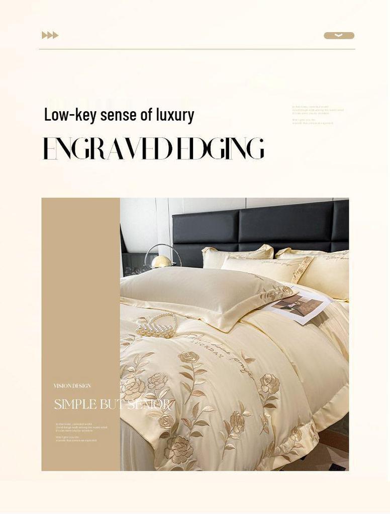 G5Z Leichter Luxus Gewaschene Baumwolle 3-teiliges Set: Hautfreundliche bestickte Bettbezug & Bettlaken