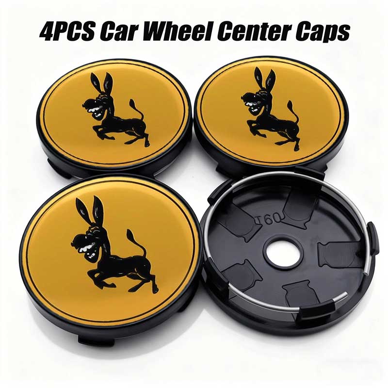 4pcs 56mm 60mm For Funny Donkey Emblem Universal Car Wheel Center Cover Hub Cap Sticker Replacement